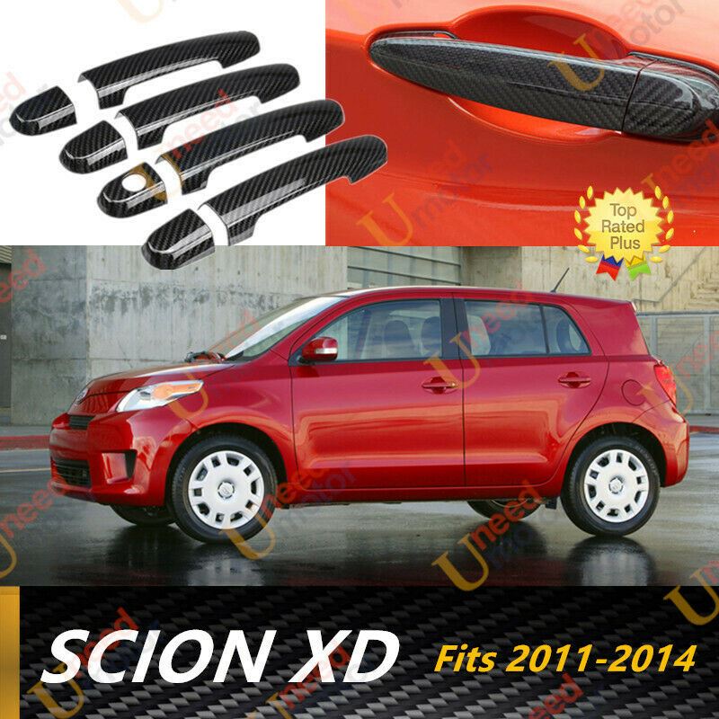 Ajuste 2011-2014 Scion xD cubierta de manija de puerta moldura de moldura (impresión de fibra de carbono)