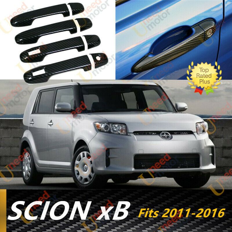 Fit 2011-2016 Scion xB Door Handle Cover Trim (Carbon Fiber Print, Smart Holes)