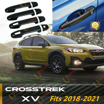 Embellecedor de manija de puerta para Subaru XV Crosstrek 2018-2020 (impresión de fibra de carbono, orificios inteligentes) 
