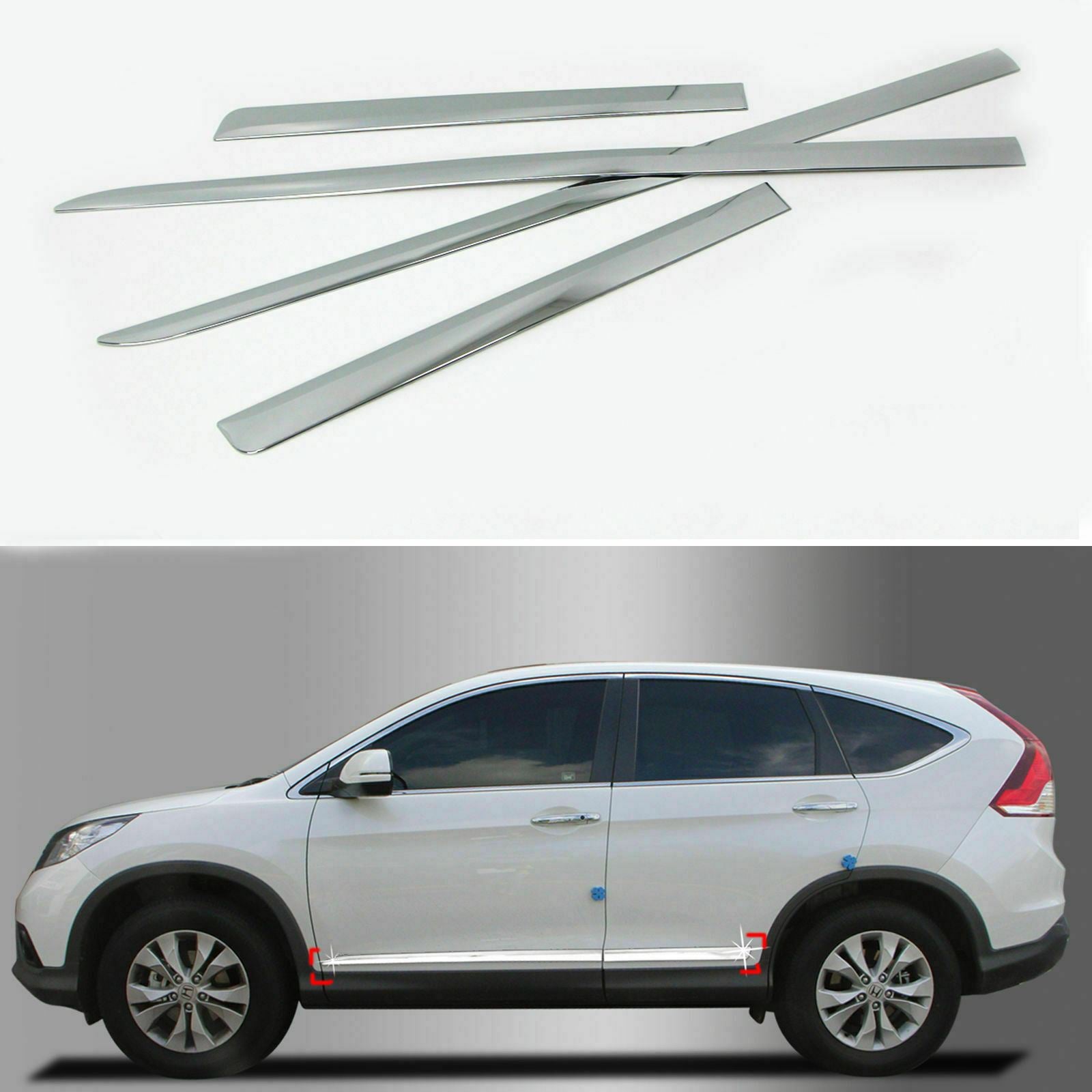 Fit 2012-2016 Honda CRV Side Body Door Molding Lid Cover Trim Plate Kit (Chrome)-3
