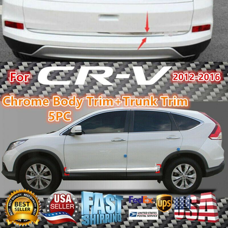 Fit 2012-2016 Honda CRV Side Body Door Trunk moldura tapa Trim Kit (cromo, 5 piezas)