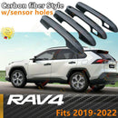 Fit 2019-2022  TOYOTA RAV4 Car Side Door Handle Cover Trim (Carbon Fiber Print, Smart Holes)-1