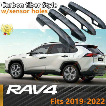 Embellecedor de manija de puerta lateral de automóvil Toyota RAV4 2019-2022 (impresión de fibra de carbono, orificios inteligentes) 