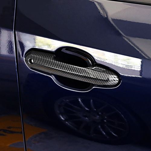 Fit 2019-2022  TOYOTA RAV4 Car Side Door Handle Cover Trim (Carbon Fiber Print, Smart Holes)