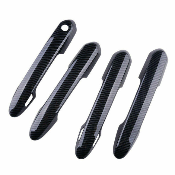 Fit 2019-2022  TOYOTA RAV4 Car Side Door Handle Cover Trim (Carbon Fiber Print, Smart Holes)