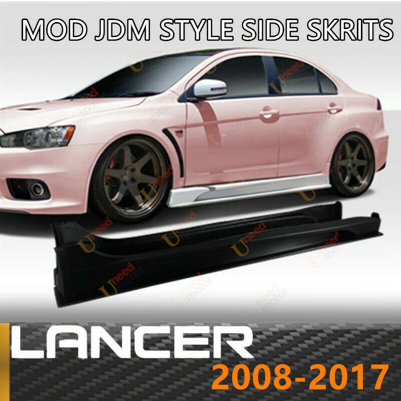 Fit 2008-2017 Mitsubishi Lancer / Evolution MOD Style Black Side Faldas Body Kit - 0