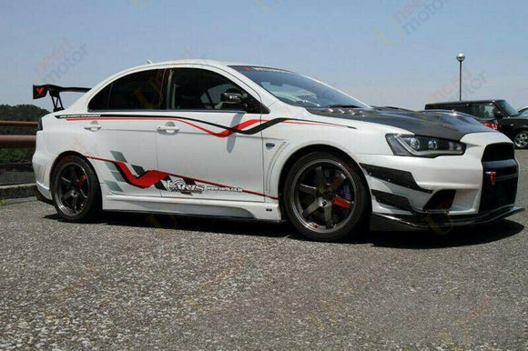 Fit 2008-2017 Mitsubishi Lancer / Evolution MOD Style Black Side Skirts Body Kit