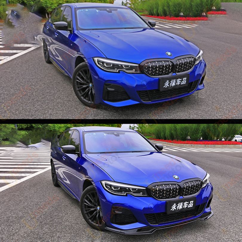 Compatible con faldas laterales negras estilo BMW Serie 3 G20 M 2019-2021 (estampado de fibra de carbono).
