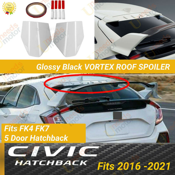 Fit 2016-2021 Honda CIVIC FK4 FK7 5DR Hatchback Type R VORTEX Window Roof Spoiler (White)