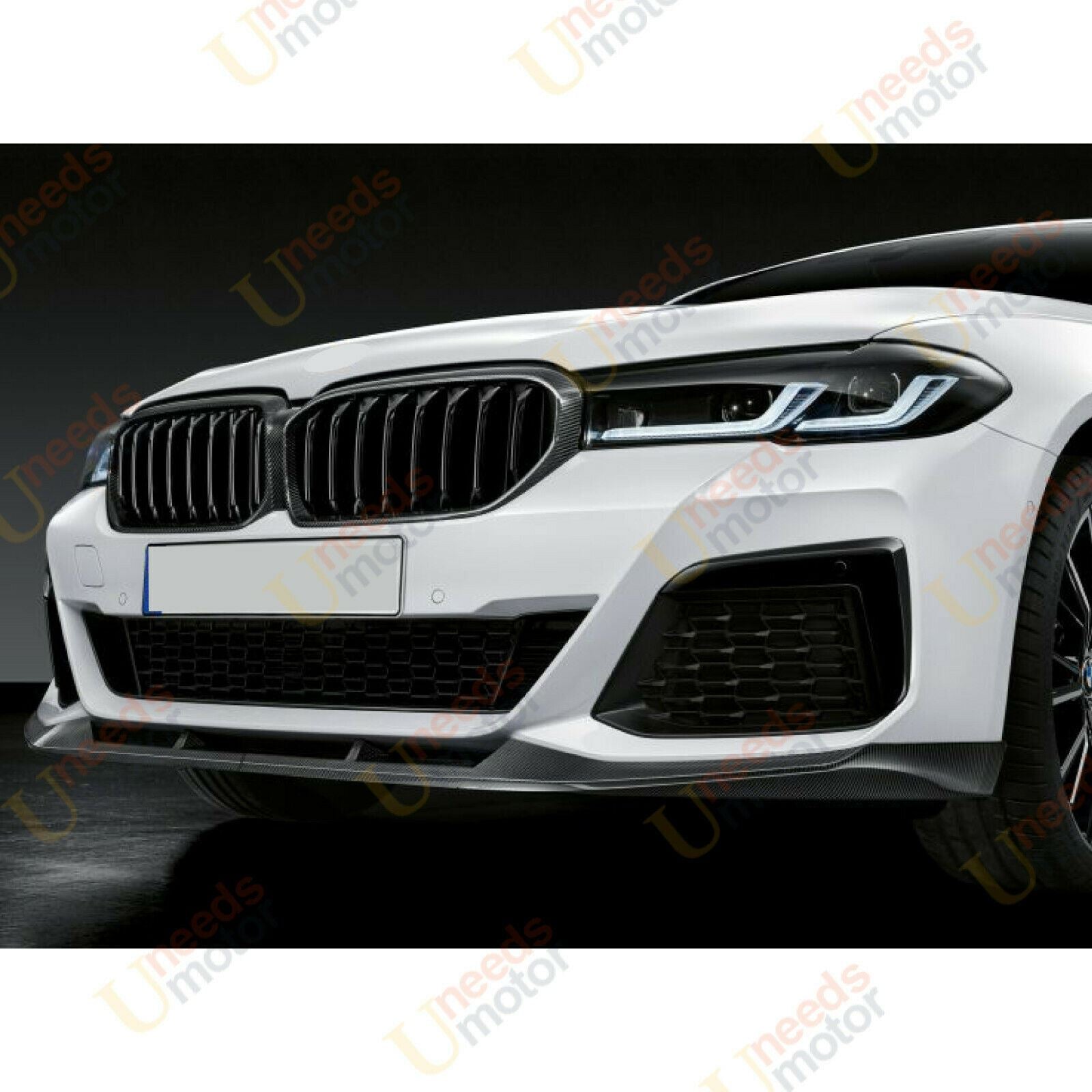 Compatible con BMW G30 530i 540i M550i M Sport 2021-2022, separador de labios de parachoques delantero (negro brillante)