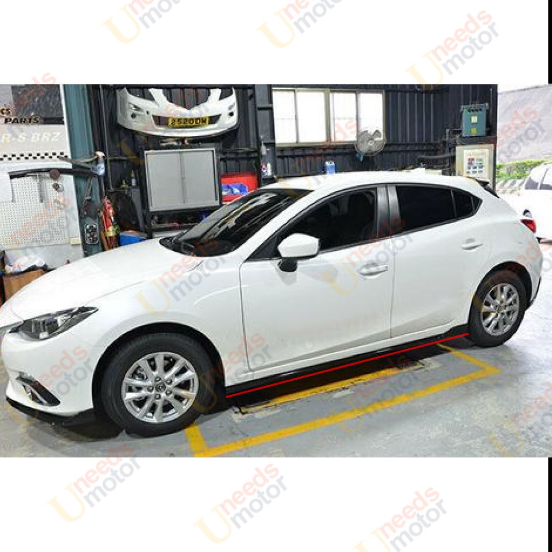 Compatible con Mazda Mazda3 Sedan 2012-2022 de 4 puertas, color negro y rojo, kit de faldones laterales para carrocería. - 0