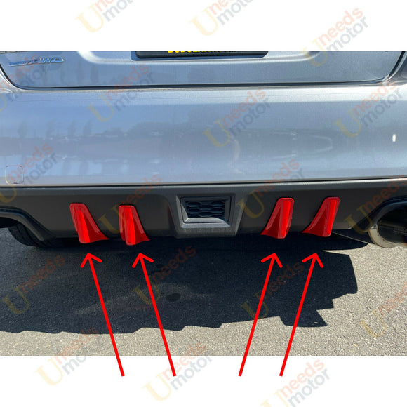 Fits 2015-2021 Subaru WRX STI 4th Sedan RED Rear Diffuser Shark Fins (Red)