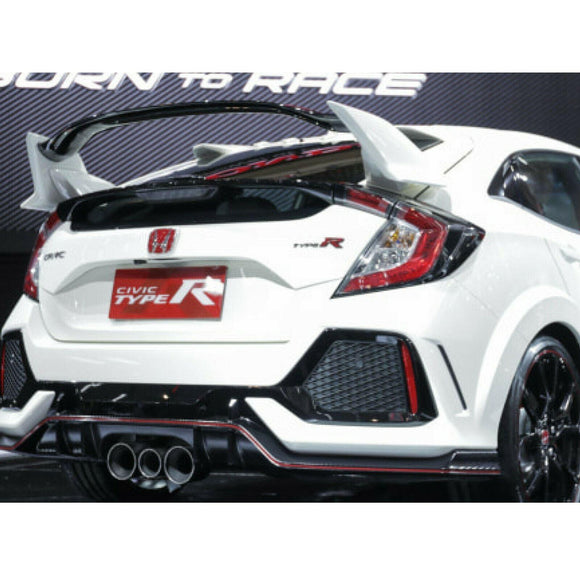 Fits 2017-2021 Honda Civic Hatchback Type R Style Rear Bumper Lip Spoiler Diffuser (Glossy Carbon Fiber Print Red)