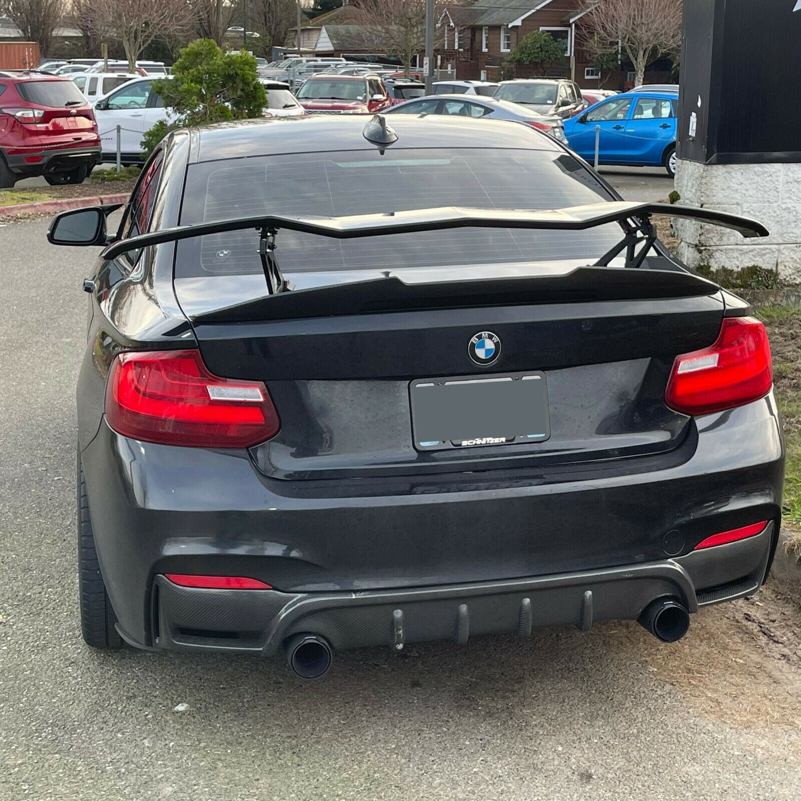 Ajuste BMW 7-Series Lambo estilo imprimado negro mate alerón trasero para maletero