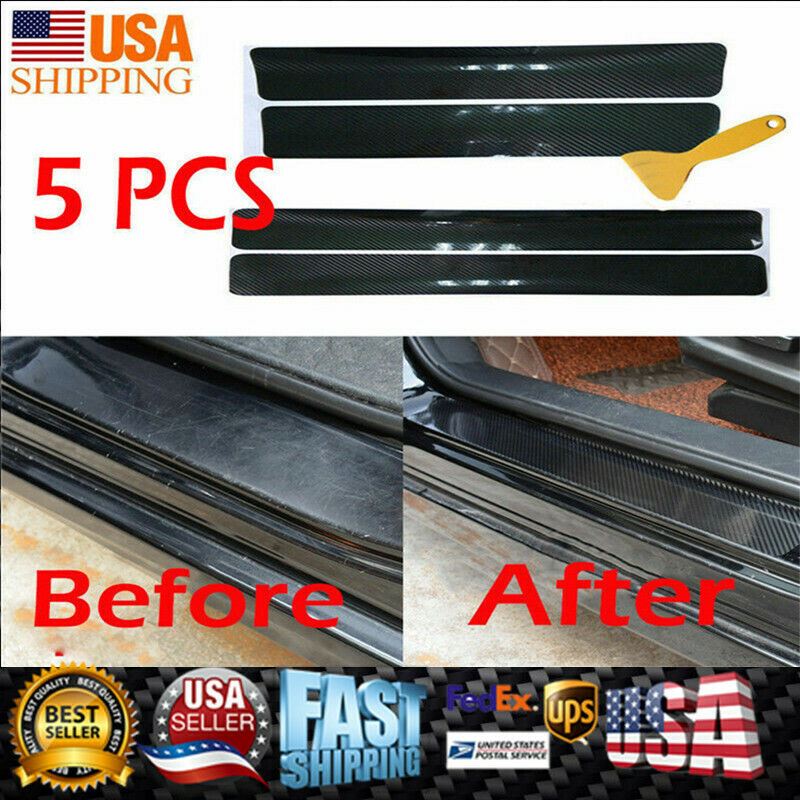 Set of 4 Universal Carbon Fiber Car Scuff Plate Door Sticker Panel Protector