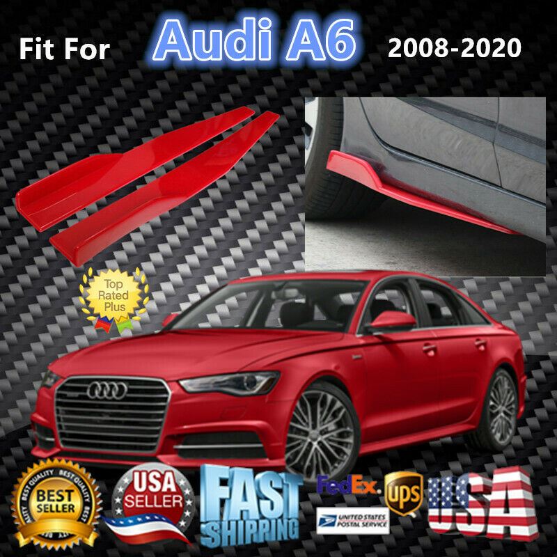 Fit 2008-2024 Audi A6 Side Skirts Splitters Spoiler Diffuser Wings (Red)