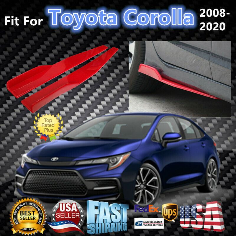 Fit 2008-2020 Toyota Corolla Side Skirts Splitters Spoiler Diffuser Wings (Red)