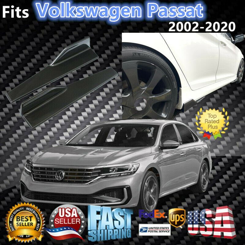 Fit 2008-Up Volkswagen Passat Side Skirts Diffuser Wings (Carbon Fiber Style)