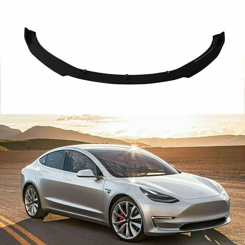 Ajuste 2017-2020 Tesla modelo 3 parachoques delantero labio divisor barbilla (impresión de fibra de carbono)