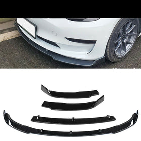 Fit 2017-2020 Tesla Model 3 Front Bumper Lip Spliltter Chin (Gloss Black)