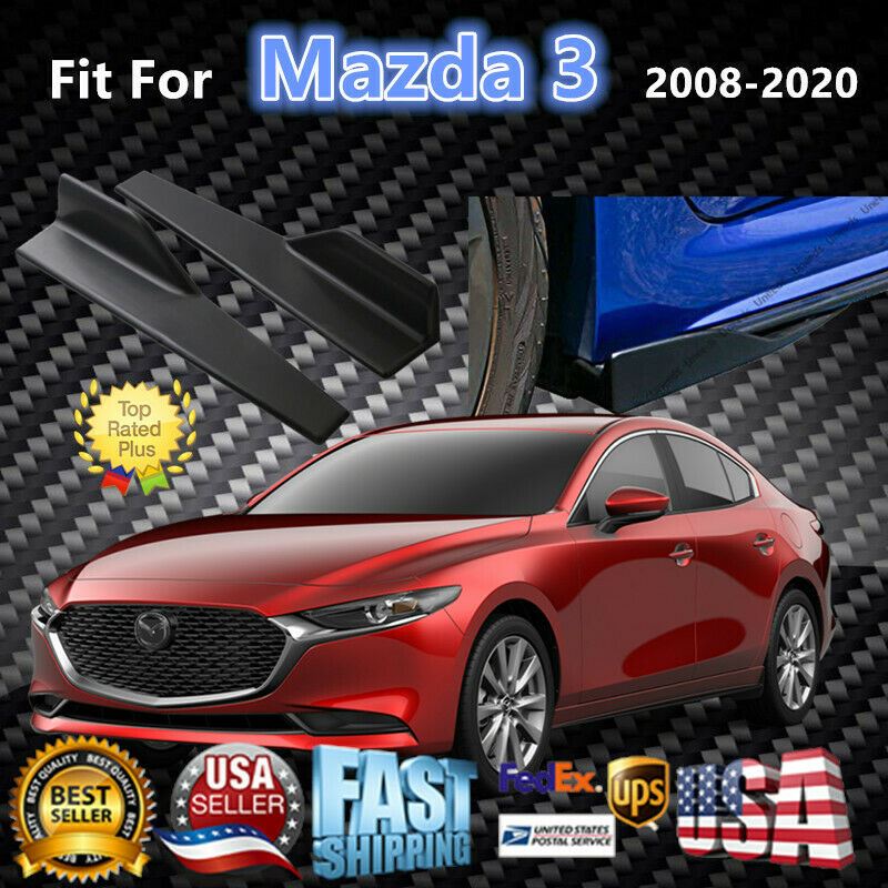Fit 2008-2020 Mazda 3 Black Side Skirts Splitter Spoiler Diffuser Wing