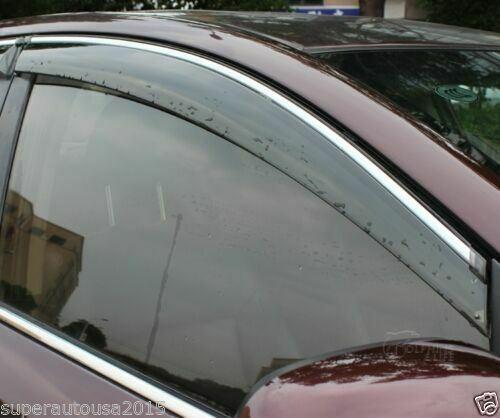 Fit 2011-2020 Jeep Grand Cherokee Clip-On Chrome Trim Vent Window Visors Rain Sun Wind Guards Shade Deflectors