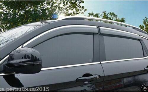 Fit 2011-2020 Jeep Grand Cherokee Clip-On Chrome Trim Vent Window Visors Rain Sun Wind Guards Shade Deflectors