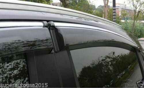 Fit 2011-2020 Jeep Grand Cherokee Clip-On Chrome Trim Vent Window Visors Rain Sun Wind Guards Shade Deflectors