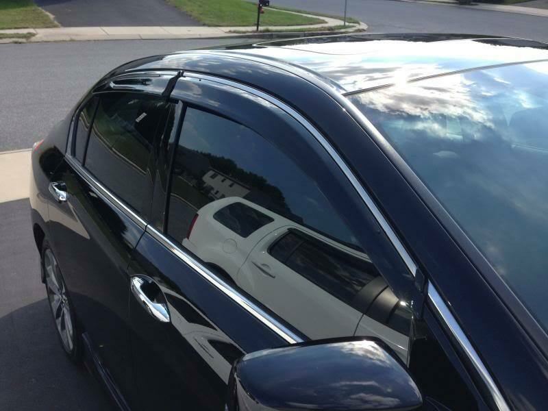 Fit 2008-2012 Honda Accord Clip-On Chrome Trim Vent Window Visors Rain Sun Wind Guards Shade Deflectors