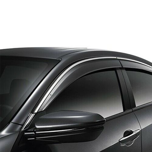 Fit 2008-2012 Honda Accord Clip-On Chrome Trim Vent Window Visors Rain Sun Wind Guards Shade Deflectors
