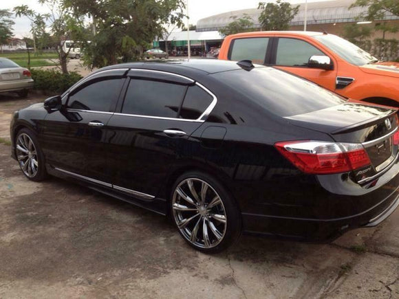 Fit 2008-2012 Honda Accord Clip-On Chrome Trim Vent Window Visors Rain Sun Wind Guards Shade Deflectors