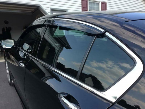 Fit 2008-2012 Honda Accord Clip-On Chrome Trim Vent Window Visors Rain Sun Wind Guards Shade Deflectors