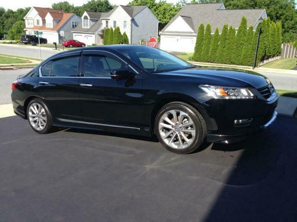 Fit 2008-2012 Honda Accord Clip-On Chrome Trim Vent Window Visors Rain Sun Wind Guards Shade Deflectors