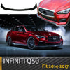 Compatible con Infiniti Q50 Sedan 2014-2017, cubierta de alerón de parachoques delantero (impresión de fibra de carbono)