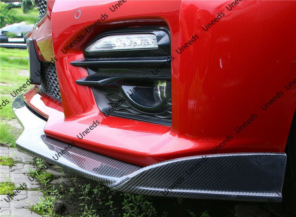 Fit 2014-2017 Infiniti Q50 Sedan Front Bumper Lip Spoiler Cover (Carbon Fiber Print)