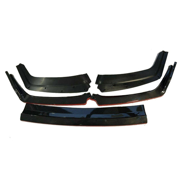 Parachoques delantero compatible con Honda CIVIC Hatchback 2017-2021 (impresión de fibra de carbono con borde rojo) 