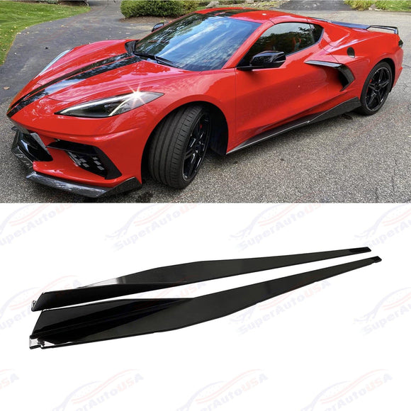 For 2020-2023 Chevrolet Corvette C8 Gloss Black Z51 Performance Style Side Body Kit Skirts