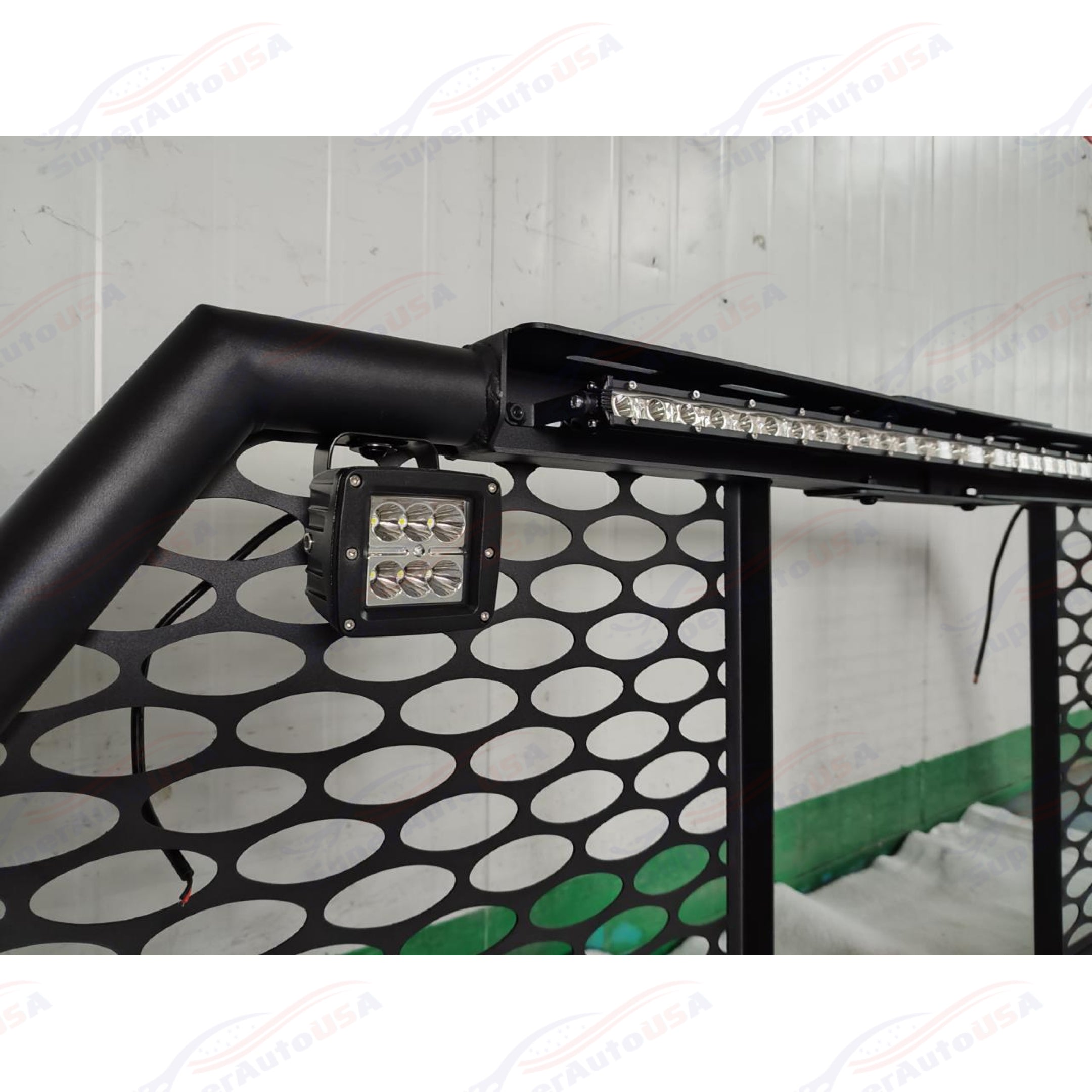 For Ford Ranger Truck LED Bar Adjustable Reinforced Steel Roll Bar Headache Rack