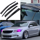 Fit 2008-2012 Honda Accord Carbon Fiber & 3D Mugen Style Trim Vent Window Visors Rain Sun Wind Guards Shade Deflectors-1