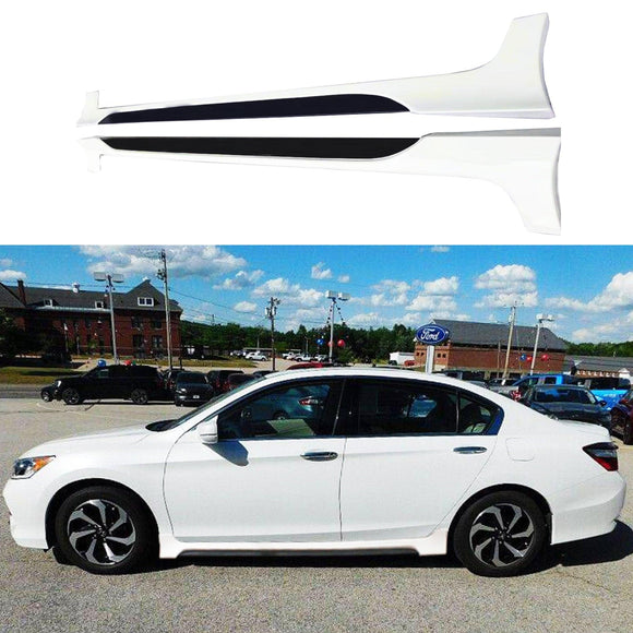 Fits 2013-2017 Honda Accord JDM Style Side Body Skirts Set (Glossy Black & White)