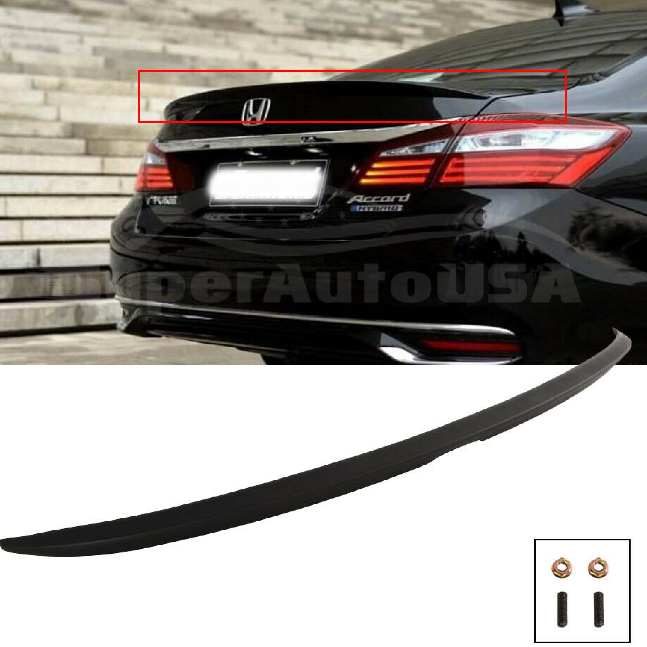Fit 2013-2017 ACCORD 4DR SPORT TRUNK LID SPOILER WING (Painted #NH731P Crystal Black )