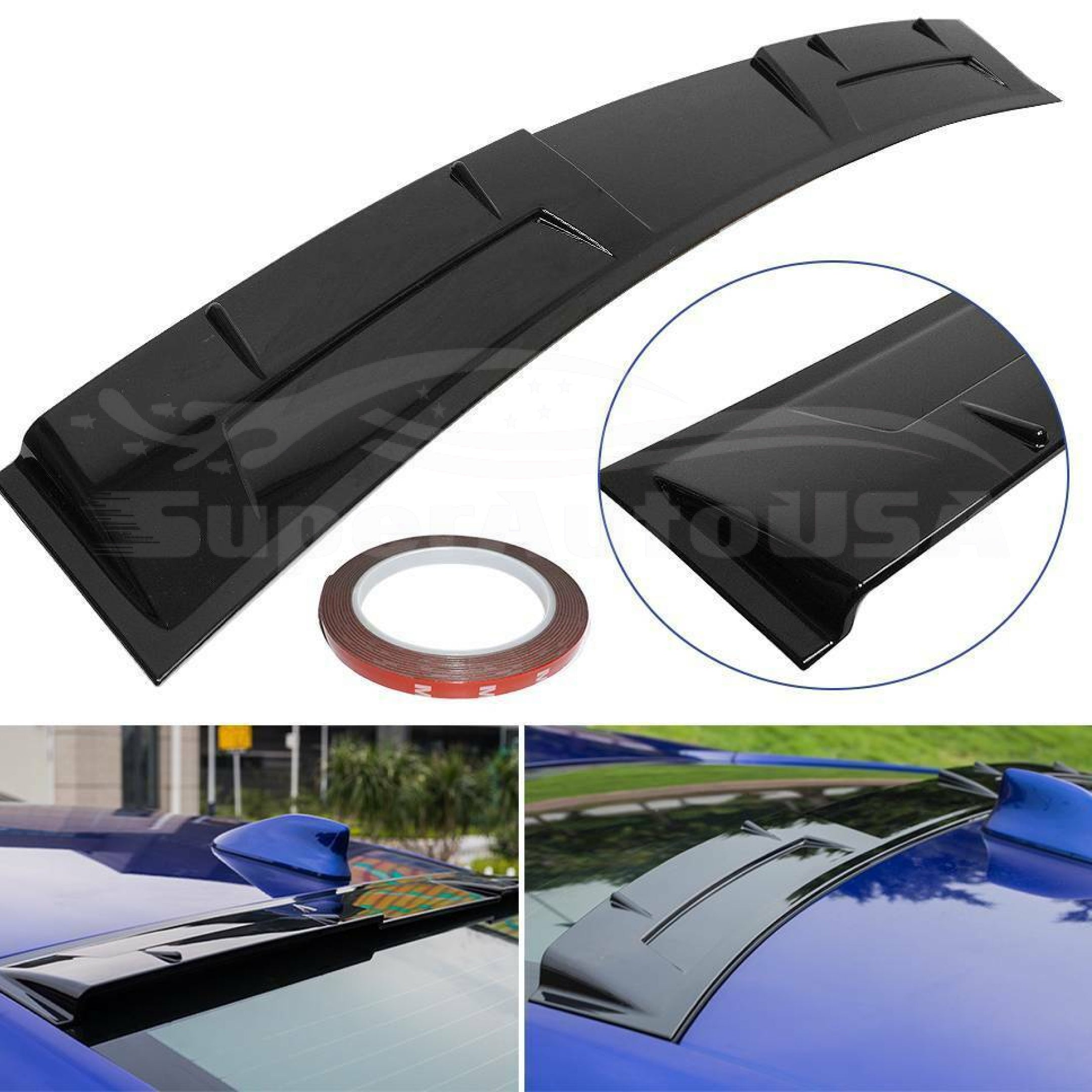 Fit 2018-2020 Honda Accord Rear Window Visor Roof Spoiler Wing (Gloss Black) - 0