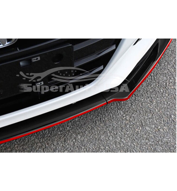 Fits 2013-2017 Honda Accord Front Bumper Lip Spoiler (Gloss Black with Red Trim)