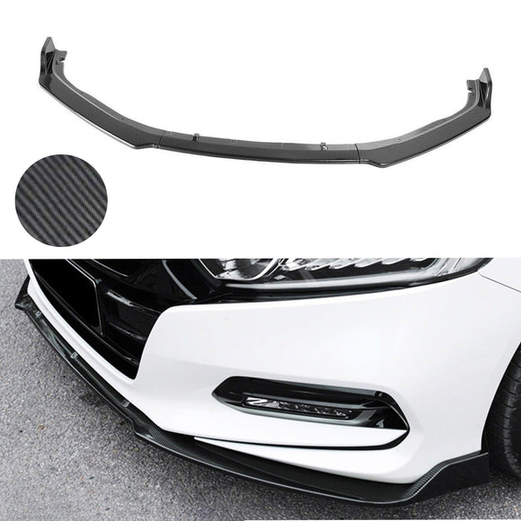 Fit 2018-2023 Honda Accord 4Dr Sedan Front Bumper Lip Spoiler (Carbon Fiber Print)