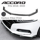 Fit 2018-2023 Honda Accord 4Dr Sedan Front Bumper Lip Spoiler (Carbon Fiber Print)-2