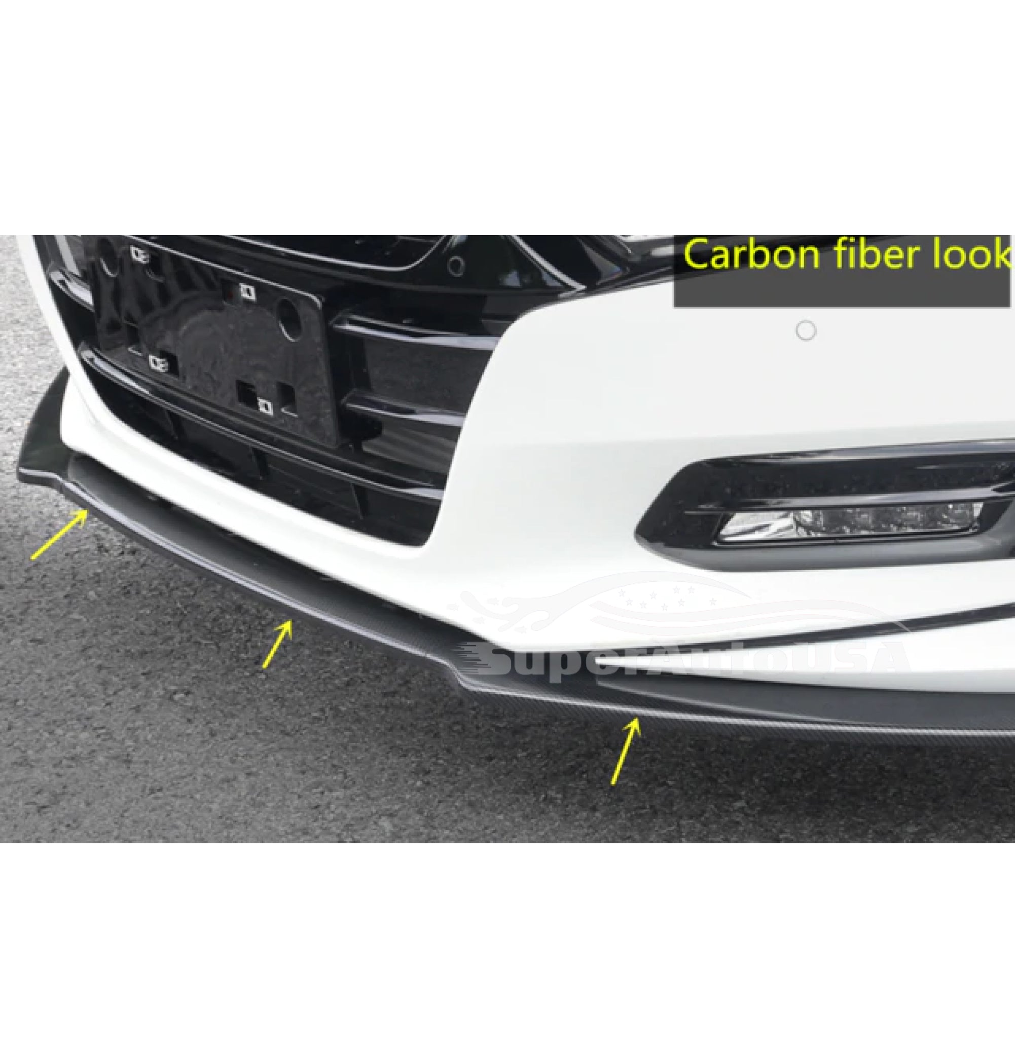 Fit 2018-2020 Honda Accord 4Dr Sedan Front Bumper Lip Spoiler (Carbon Fiber Print)