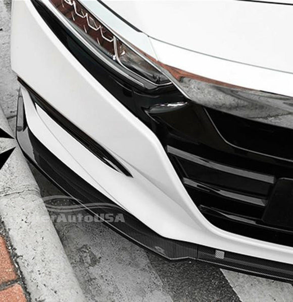 Fit 2018-2023 Honda Accord 4Dr Sedan Front Bumper Lip Spoiler (Carbon Fiber Print)