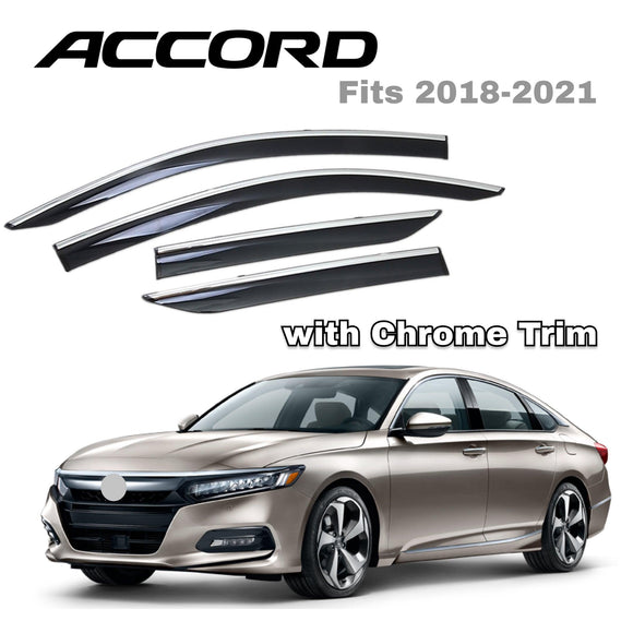 Se adapta a Honda Accord 2018-2023, molduras cromadas con clip, viseras para ventanas, protectores contra la lluvia, el sol y el viento, deflectores de sombra 