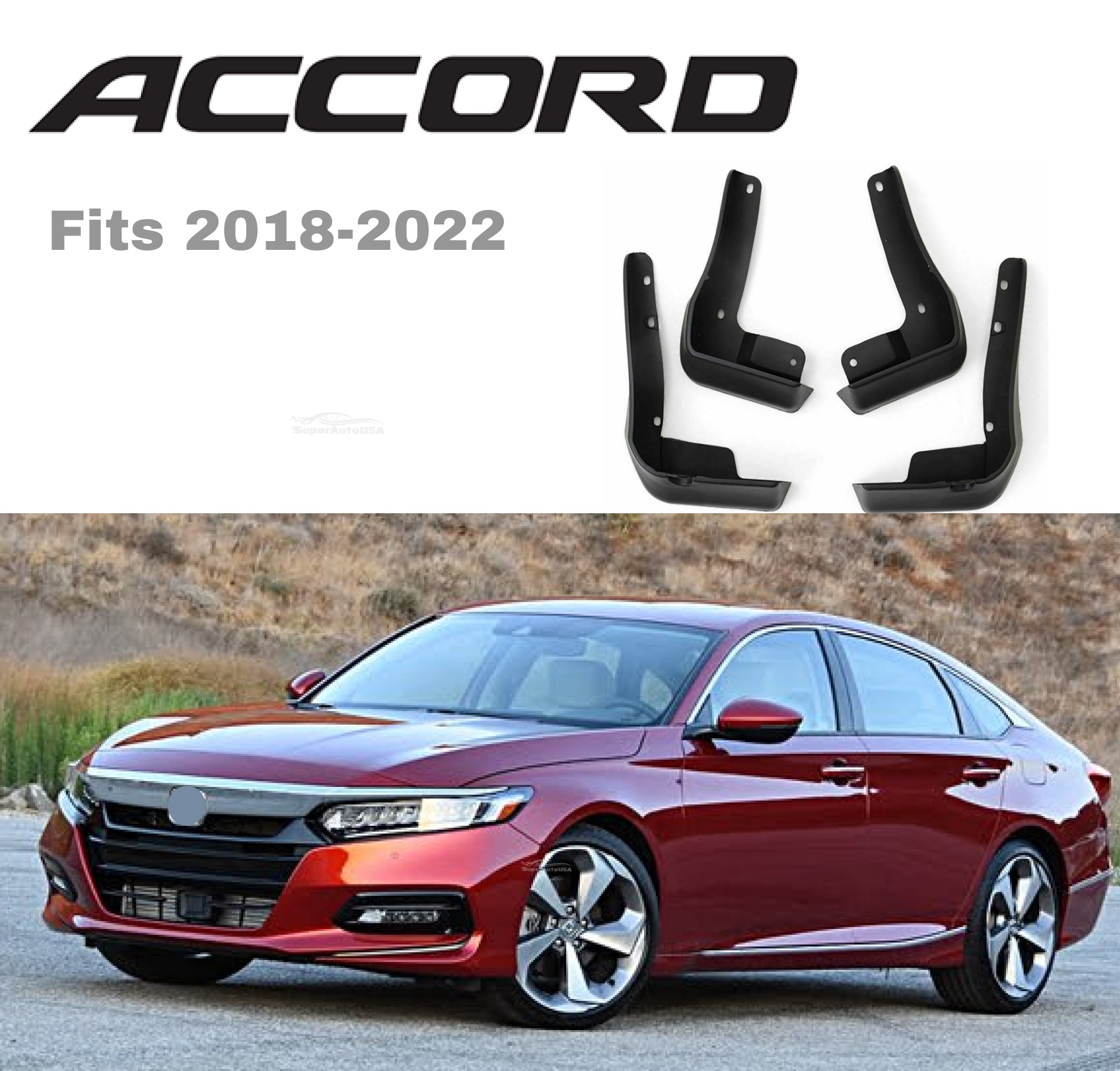 Ajuste 2018-2022 Honda Accord SEDAN Splash Guard Mud Flaps Fender Front Rear Kit - 0