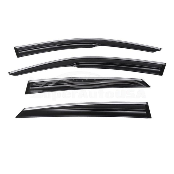 Fit 2018-2023 Honda Accord 3D Wavy Style Chrome Trim Vent Window Visors Rain Sun Wind Guards Shade Deflectors